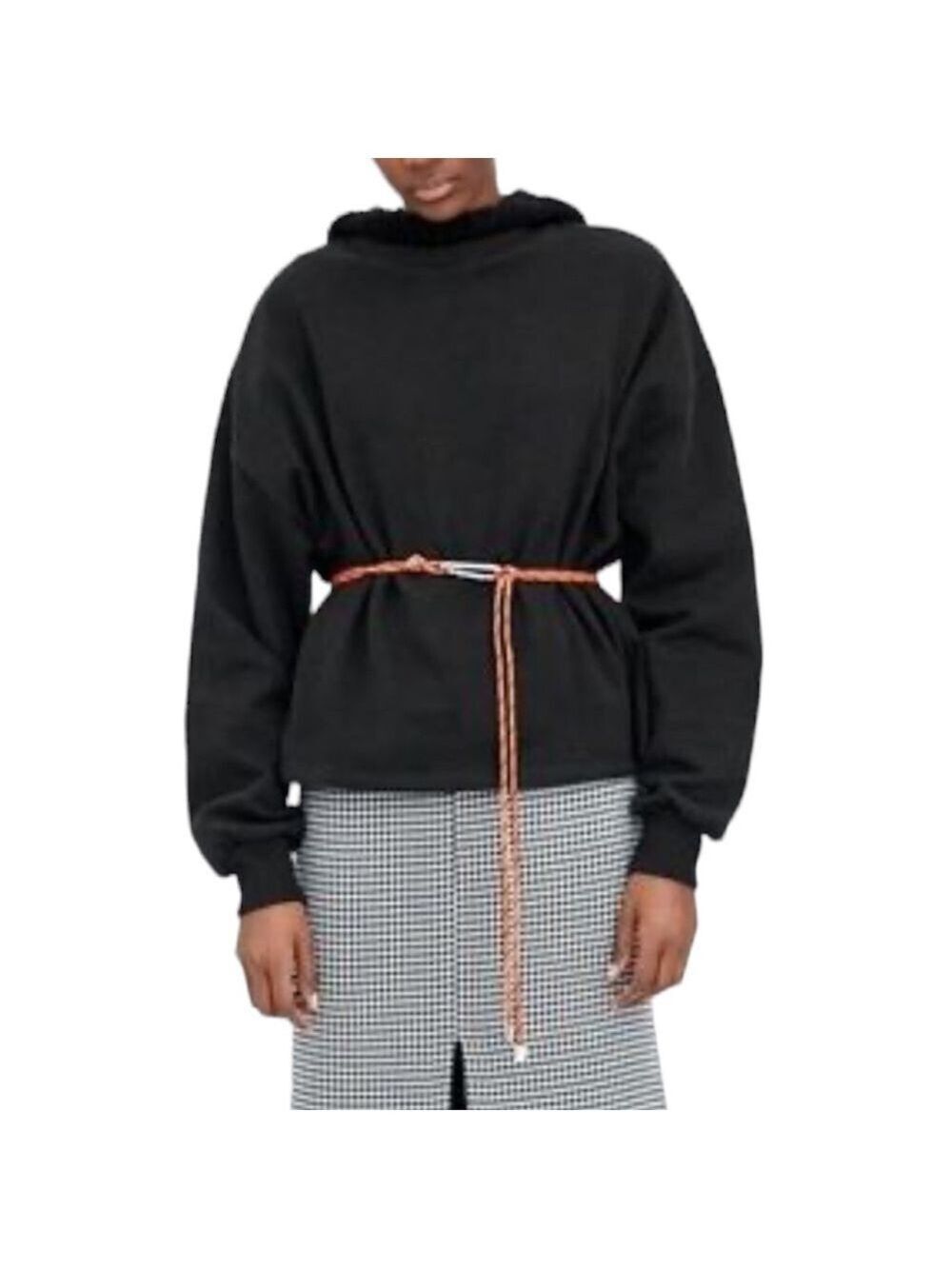 Zara knit Contrasting Hooded Sweatshirt size S